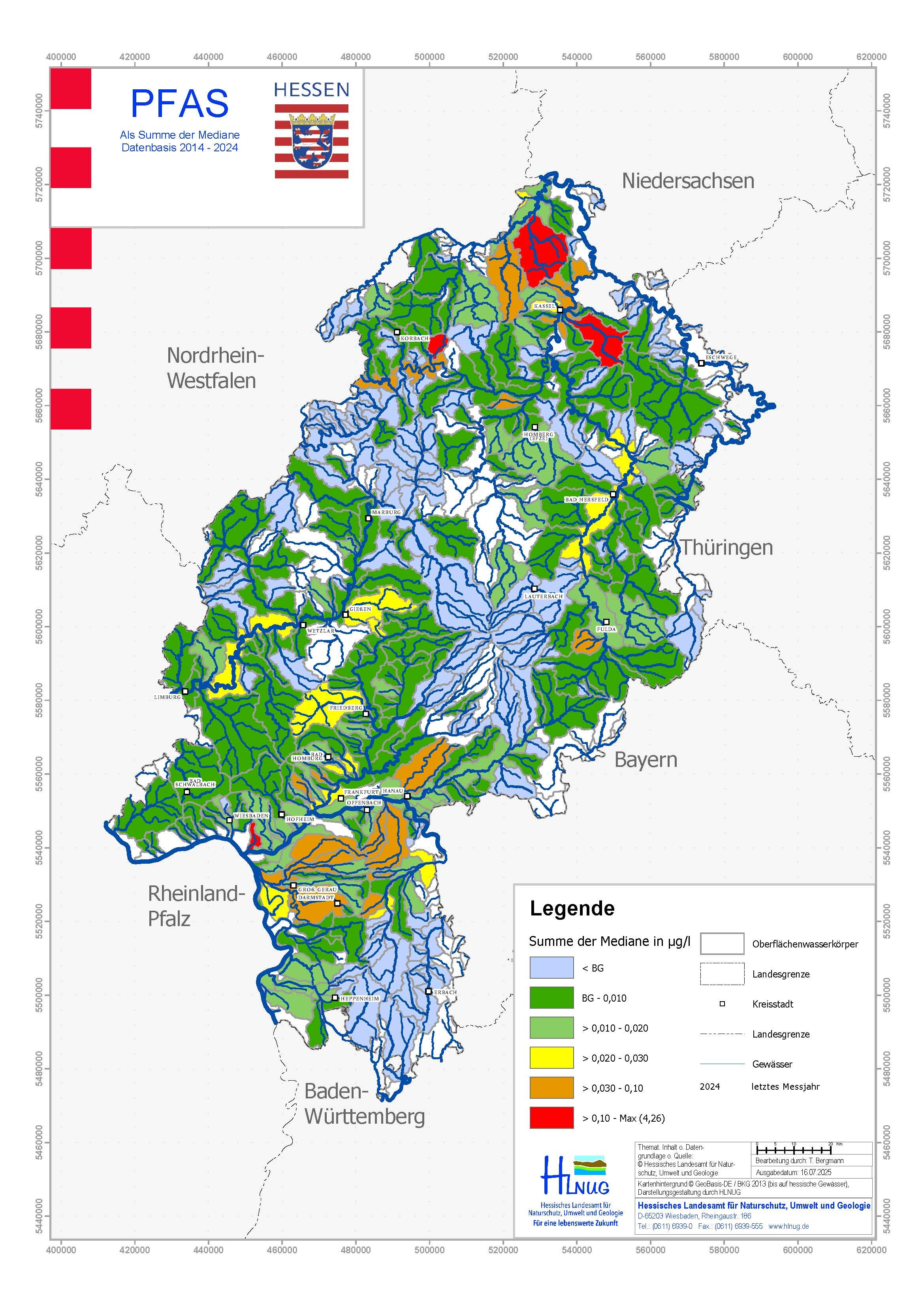 Karte PFAS Summenparameter 2014-2024