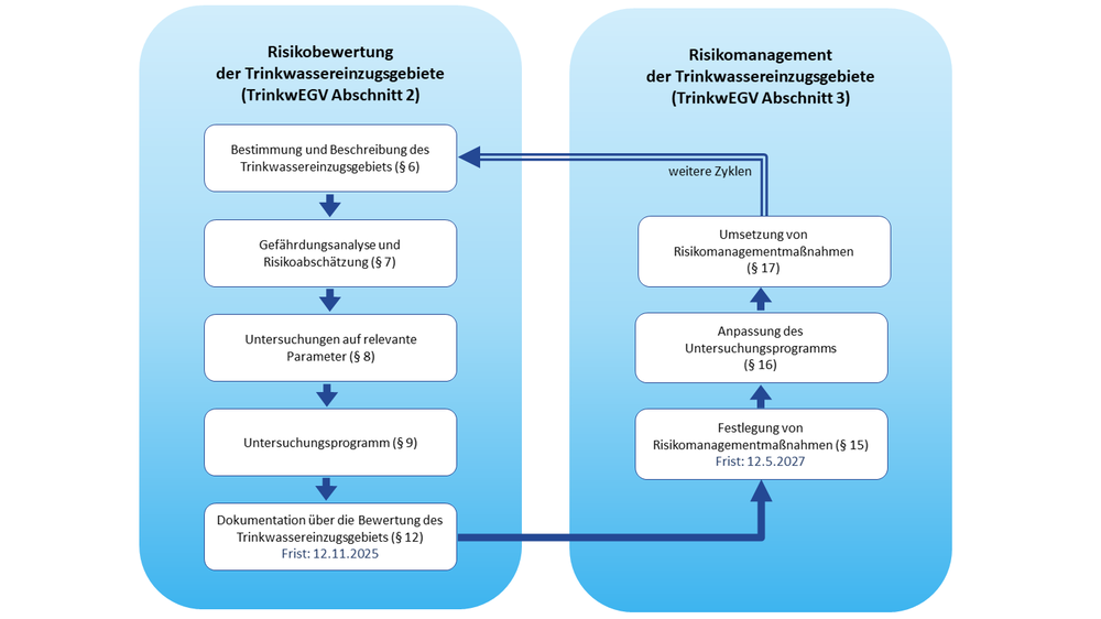 Die Grafik beschreibt visuell die Abfolge der einzelnen Schritte. Angefangen bei Paragraf 6 bis zu Paragraf 17 als Zyklus.. 