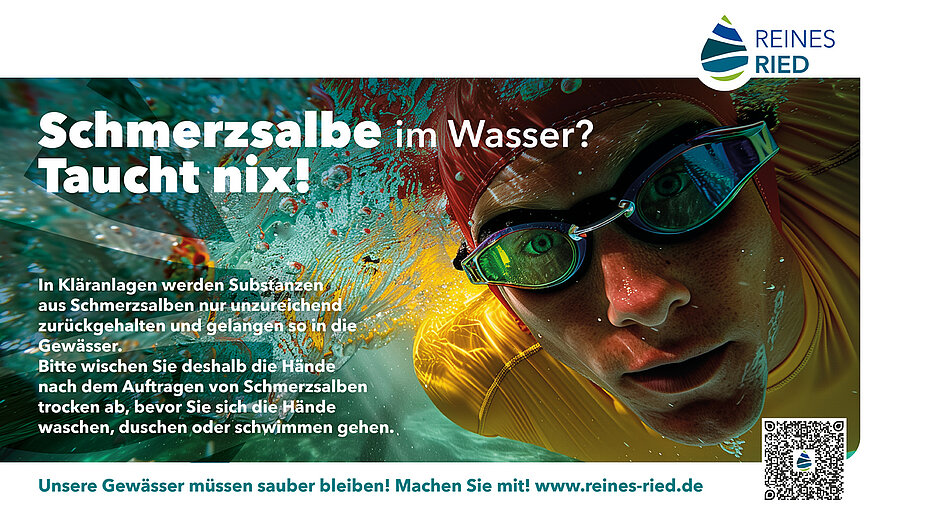 Kampagnenbanner zu Sensibilisierung zum richtigen Umgang mit Schmerzmittelsalben und -gelen vom Dialogforum “Spurenstoffe im Hessischen Ried”