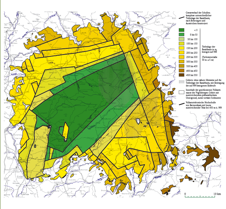 Konstruktion der möglichen Basaltbasis des Vogelsberges (nach EHRENBERG & HICKETHIER 1985)